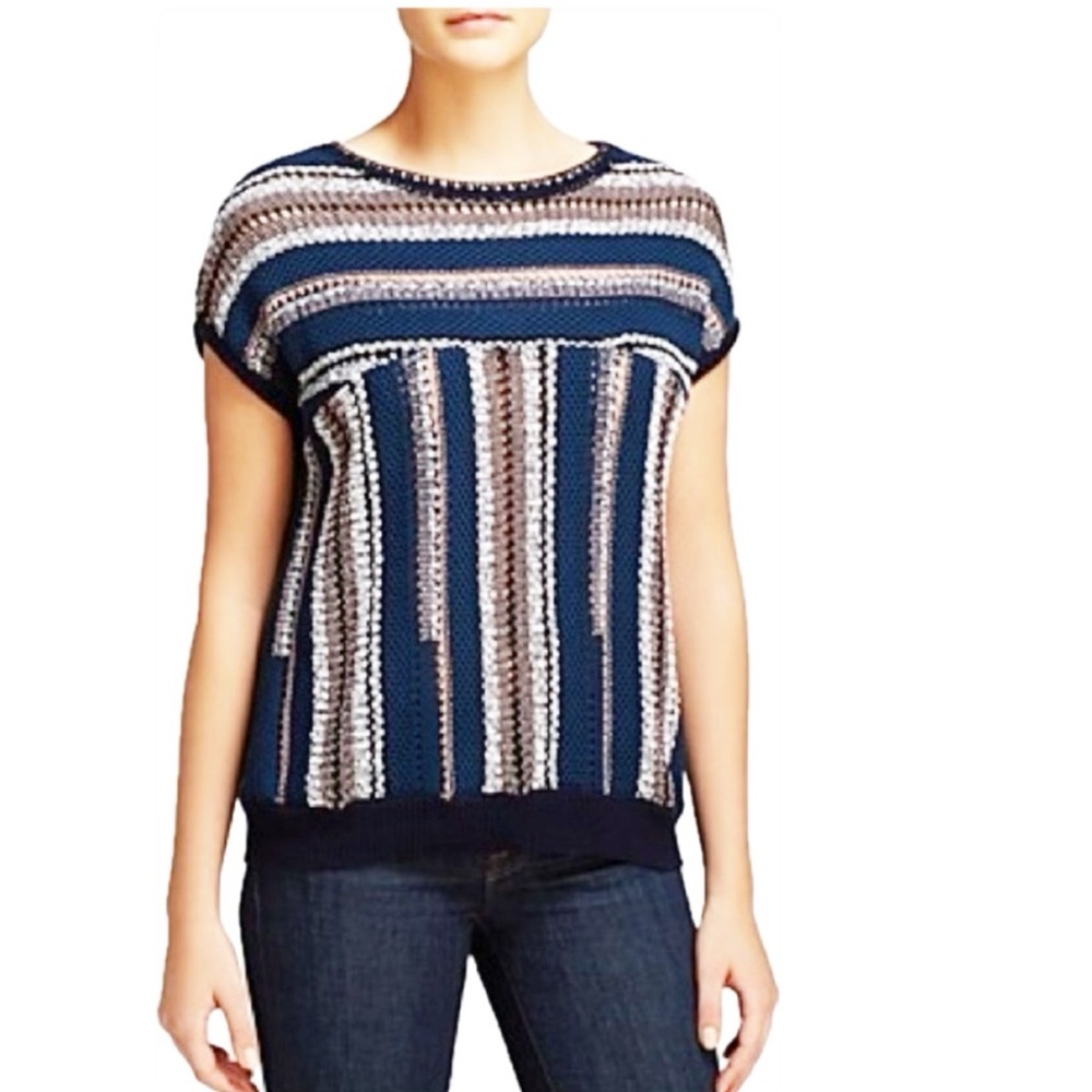 Tory Burch Cotton Linen Textured Knit Top